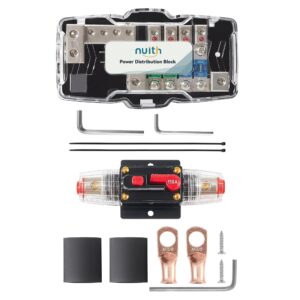 nuith 150 amp car protection stereo switch fuse + 2 way in 4 way out fused distribution block with red led indicator