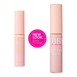 Ruby Kisses Lip Gloss Butter Bomb Gloss Non-Sticky Lip Gloss Vitamin E Natural Nude Lip Makeup - 7.8mL (0.26 US fl.oz) (Like A Virgin)