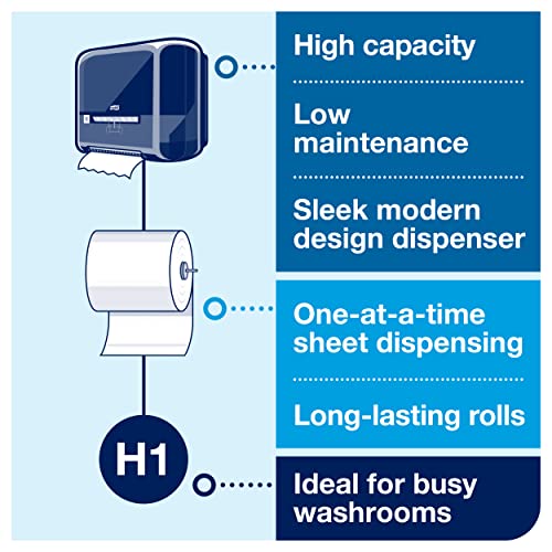 Tork Matic Paper Towel Dispenser, 5510282, Elevation Design - Paper Hand Towel Dispenser H1, One-at-a-Time dispensing with Refill Level Indicator, Black