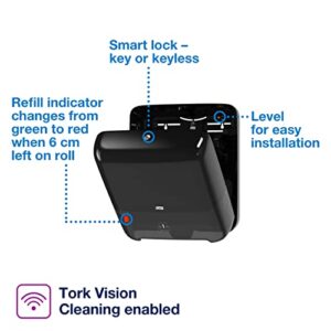 Tork Matic Paper Towel Dispenser, 5510282, Elevation Design - Paper Hand Towel Dispenser H1, One-at-a-Time dispensing with Refill Level Indicator, Black