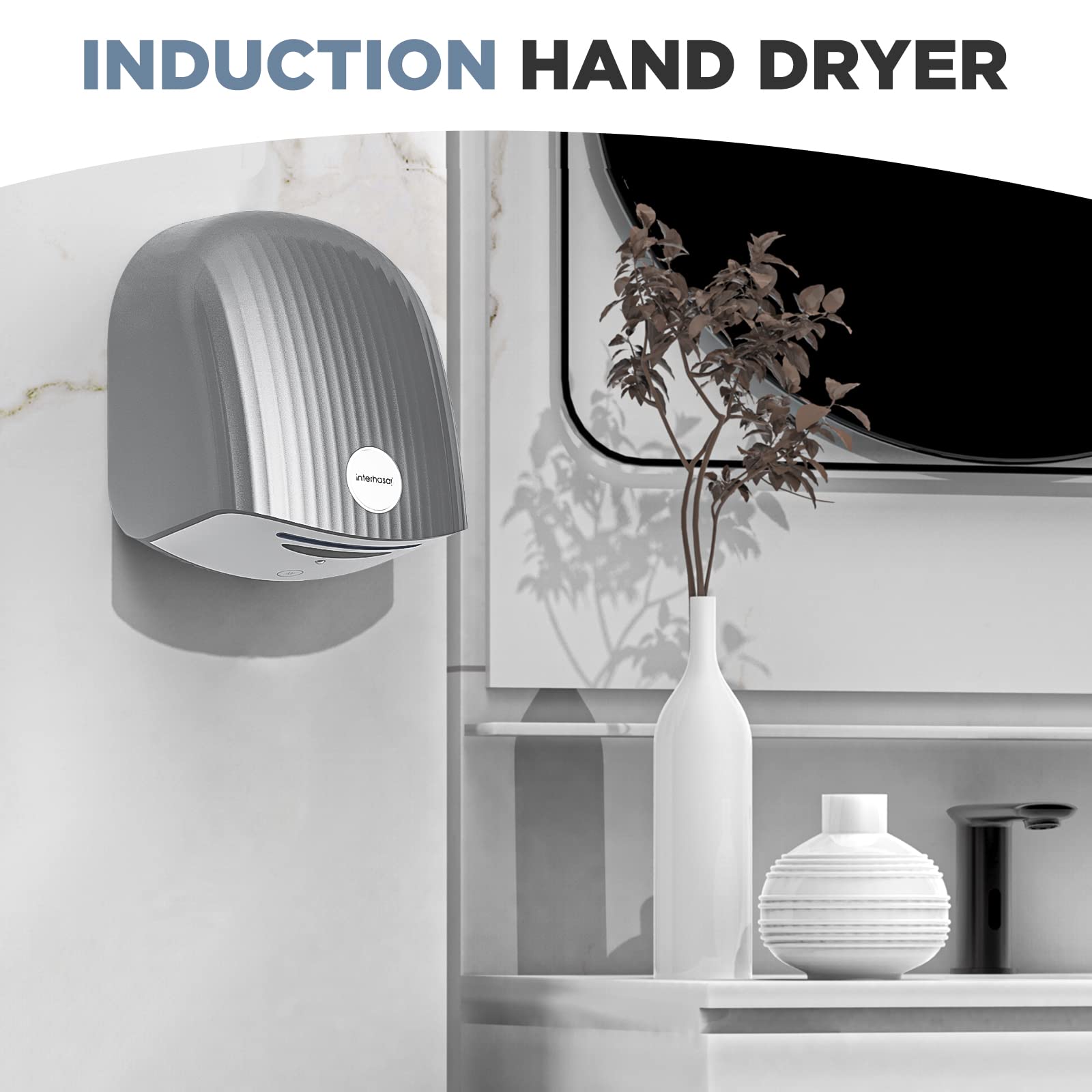 interhasa! Adhesive Paper Towel Dispenser Wall Mount, Commercial Hand Dryer 110V Plug in