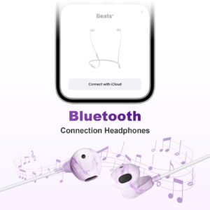 XNMOA Wired Earbuds Headphones,Built-in Microphone & Volume Control&Support Call for iPhone,Wired Earphones for iPhone,Compatible with iPhone 14/13/12/11 Pro Max/Xs Max/Xr/X/7/8 Plus,Purple Marble