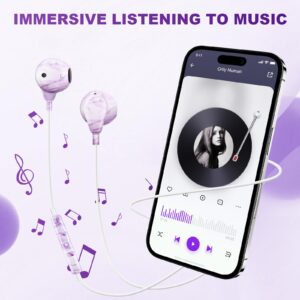 XNMOA Wired Earbuds Headphones,Built-in Microphone & Volume Control&Support Call for iPhone,Wired Earphones for iPhone,Compatible with iPhone 14/13/12/11 Pro Max/Xs Max/Xr/X/7/8 Plus,Purple Marble