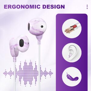 XNMOA Wired Earbuds Headphones,Built-in Microphone & Volume Control&Support Call for iPhone,Wired Earphones for iPhone,Compatible with iPhone 14/13/12/11 Pro Max/Xs Max/Xr/X/7/8 Plus,Purple Marble