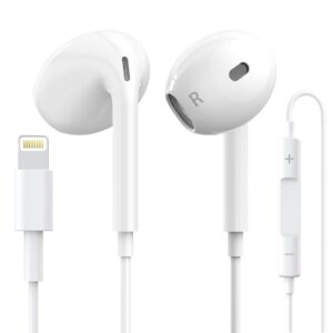 apple earbuds with lightning connector [apple mfi certified] headphones built-in microphone & volume control, noise isolating earphones for iphone 14/13/12/11 pro max/xr/x/se/8p/8/7p/7-all ios system