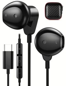 cooya usb c headphone wired earbuds for samsung galaxy s24 ultra s23 fe flip5 a55 s22 a35 hifi stereo noise canceling type c in-ear headset + mic for iphone 15 pro max ipad 10 pixel 8 7 6a oneplus 12r