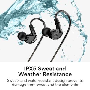 MEE audio M6 Sport USB-C Wired Earbuds with Memory Wire Earhooks, Headset with Mic & 3-Button Remote for iPhone 15, iPad, Other USB Type C Devices; in Ear Headphones for Running/Gym/Workouts, Black