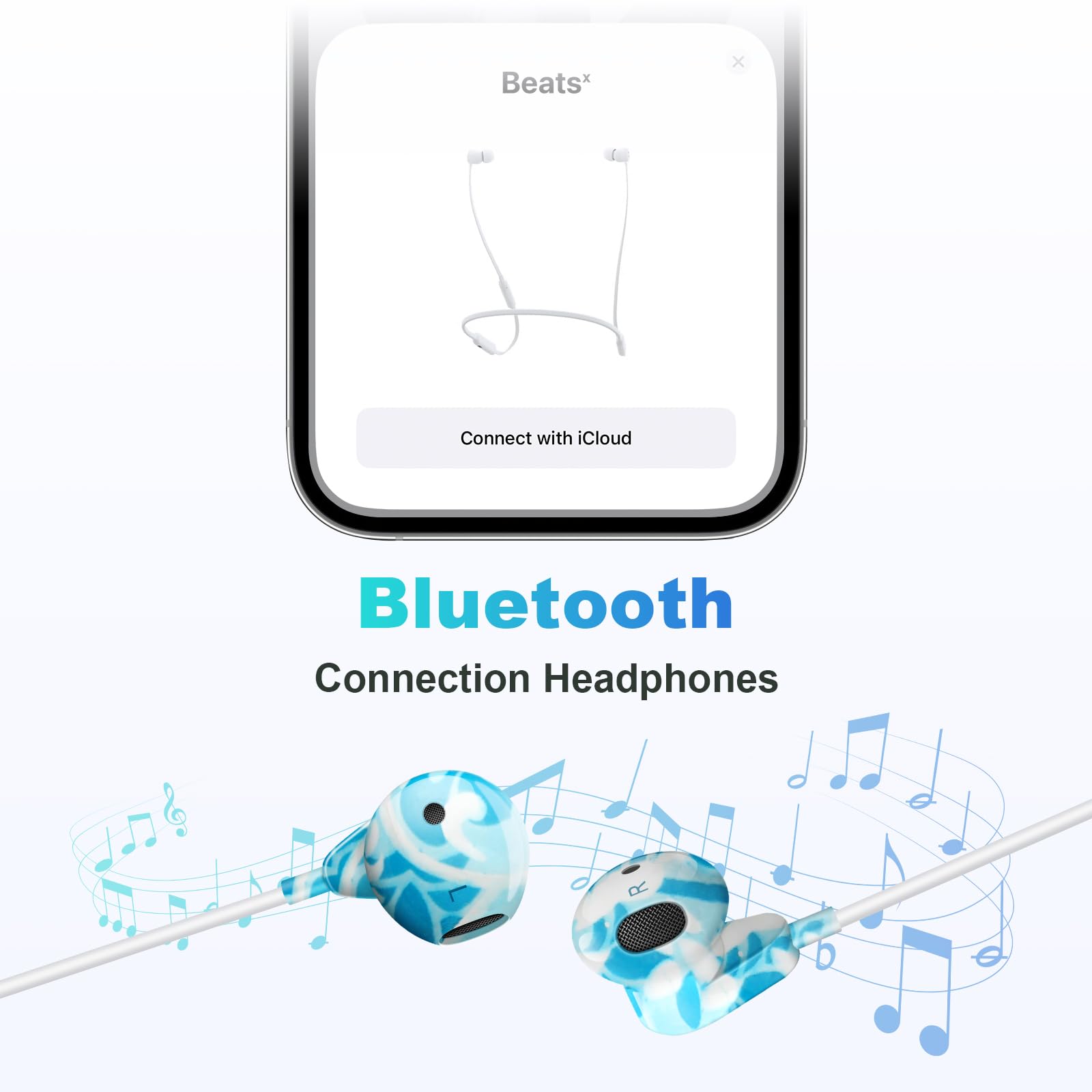 XNMOA Colored Headphones for iPhone with Microphone,Colorful Earbuds Wired with Volume Control,Wired in Ear Earphones for iPhone14 13/12/11/Xr/Xs/Se/X/8/7/Plus, Support All iOS System,Blue