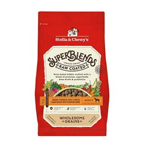 Stella & Chewy's SuperBlends Raw Coated Wholesome Grains Grass-Fed Beef, Beef Liver & Lamb Recipe with Superfoods, 3.5 lb. Bag