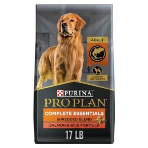 Purina Pro Plan High Protein Dog Food With Probiotics for Dogs, Shredded Blend Salmon & Rice Formula - 17 lb. Bag