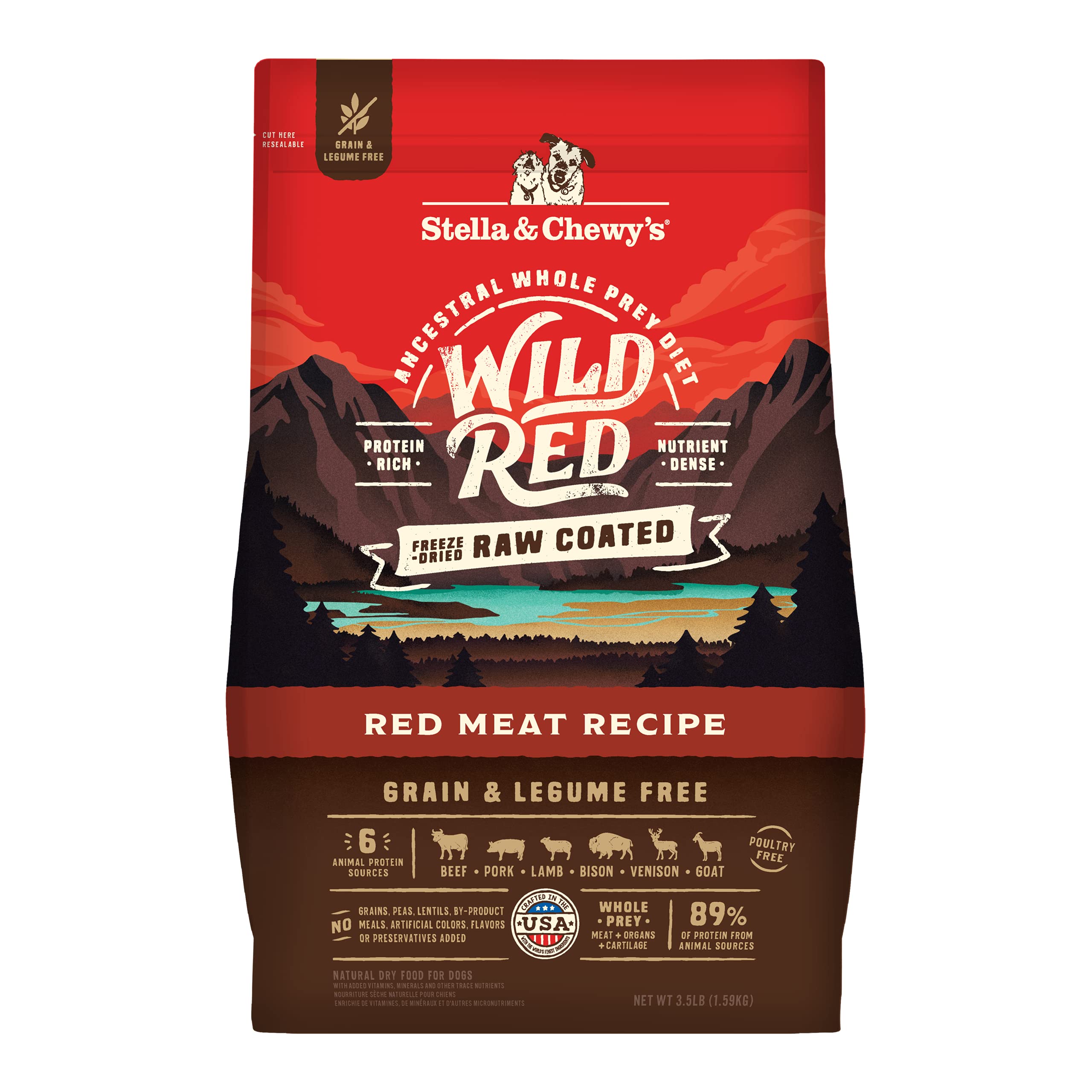 Stella & Chewy's Wild Red Dry Dog Food Raw Coated High Protein Grain & Legume Free Red Meat Recipe, 3.5 lb. Bag