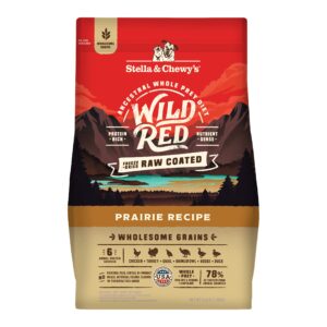 stella & chewy's wild red dry dog food raw coated high protein wholesome grains prairie recipe, 3.5 lb. bag