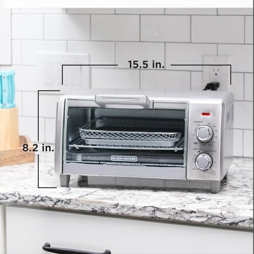 BLACK+DECKER 4-Slice Crisp 'N Bake Air Fry Toaster Oven, TO1787SS, 5 Cooking Functions, 30 Minute Timer, Stainless Steel