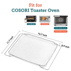 COSORI Air Fryer Basket for Healthier Cook and Air Fry, Fits for CCO-R251&CCO-R252 26-Quart Ceramic Air Fryer Toaster Oven, Metal, CRP-R251RB-VUS, 14.7"D x 0.9"W x 11.7"H, Silver