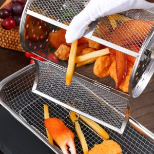 SHERCHPRY Rotisserie Grill Roaster Drum, Air Fryer Oven Basket, Stainless Steel Oven Rack, Rotisserie Basket for Peanut Dried Nut Coffee Beans BBQ