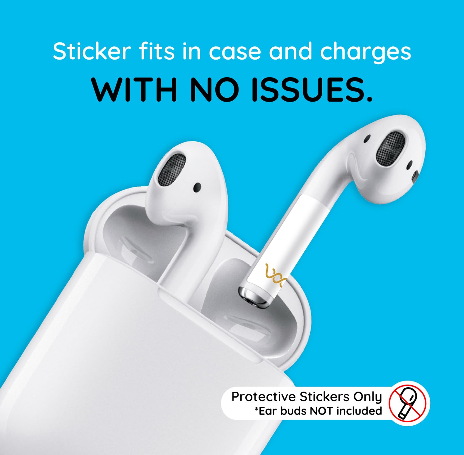 WaveBlock Classic, 2 Pair EarProtect Sticker for AirPods Classic 1st Generation, Harm Blocker for AirPods, 5G Shield Reduction, Fits in Case, Tested in FCC Certified Lab