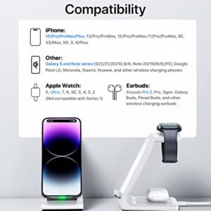 Intoval Wireless Charging Station, 3 in 1 Charger for Apple iPhone/iWatch/Airpods,iPhone15 14,13,12,11 (Pro,Pro Max)/XS/XR/XS,iWatch9/8/Ultra2-1/7/6/SE/5/4/3/2,Airpods Pro2/Pro1/3 (A3,White)