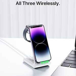 Intoval Wireless Charging Station, 3 in 1 Charger for Apple iPhone/iWatch/Airpods,iPhone15 14,13,12,11 (Pro,Pro Max)/XS/XR/XS,iWatch9/8/Ultra2-1/7/6/SE/5/4/3/2,Airpods Pro2/Pro1/3 (A3,White)