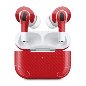 mightyskins carbon fiber (2 pack) skins compatible with apple airpods pro 2 - solid red | protective, durable textured carbon fiber finish | easy to apply, remove, and change styles | made in the usa