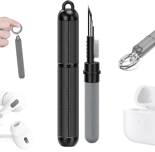 Cleaner Kit for AirPods Cleaner, Multi-Function Cleaning Kit Pen with Soft Brush Flocking Sponge for Airpods Pro 1 2 3 Bluetooth Headphone Case Cleaning Tools, 1 Pack with Keychain