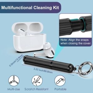 Cleaner Kit for AirPods Cleaner, Multi-Function Cleaning Kit Pen with Soft Brush Flocking Sponge for Airpods Pro 1 2 3 Bluetooth Headphone Case Cleaning Tools, 1 Pack with Keychain