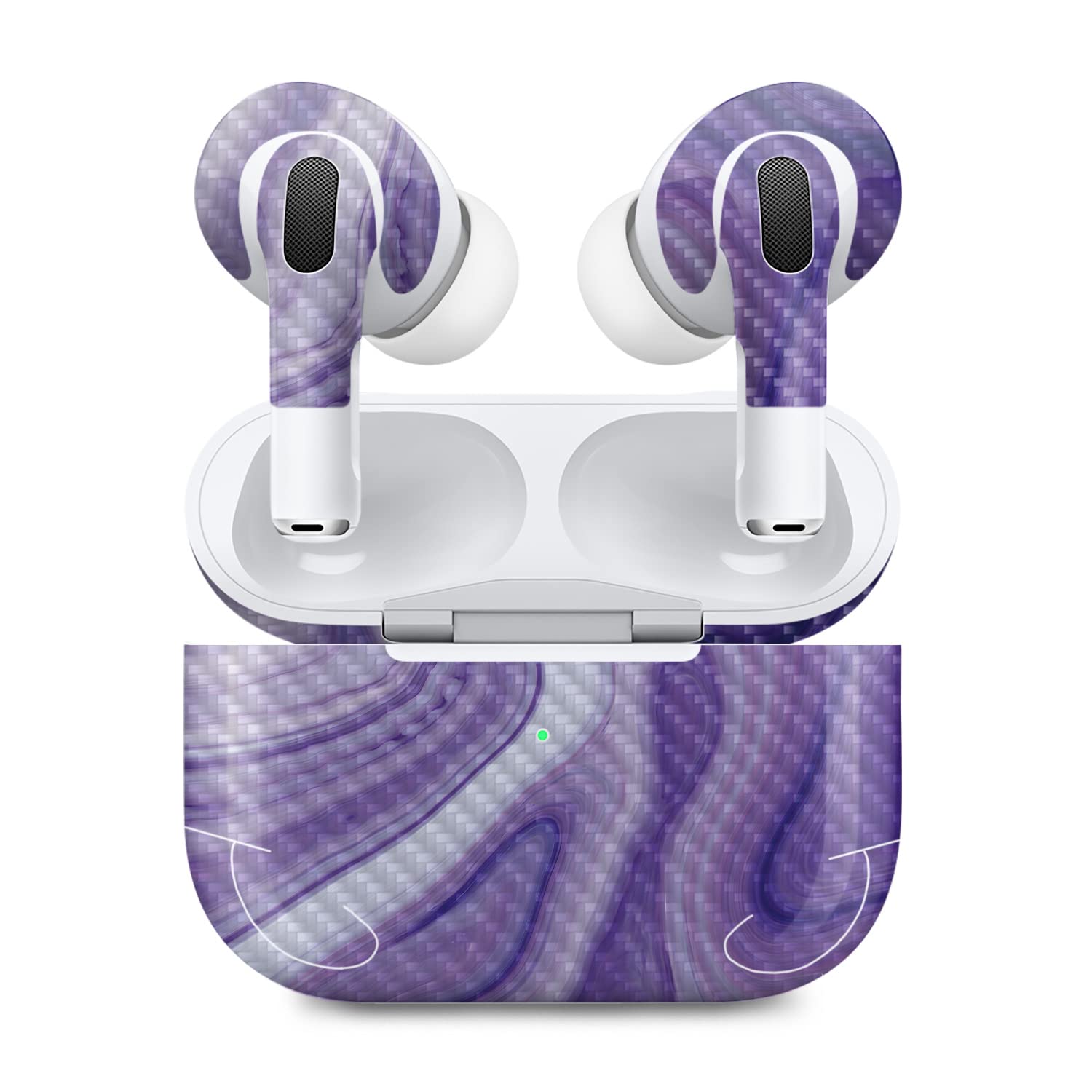 MightySkins Carbon Fiber (2 Pack) Skins Compatible with Apple AirPods Pro 2 - Lavendar Acrylic | Protective, Durable Textured Carbon Fiber Finish | Easy to Apply and Change Styles | Made in The USA