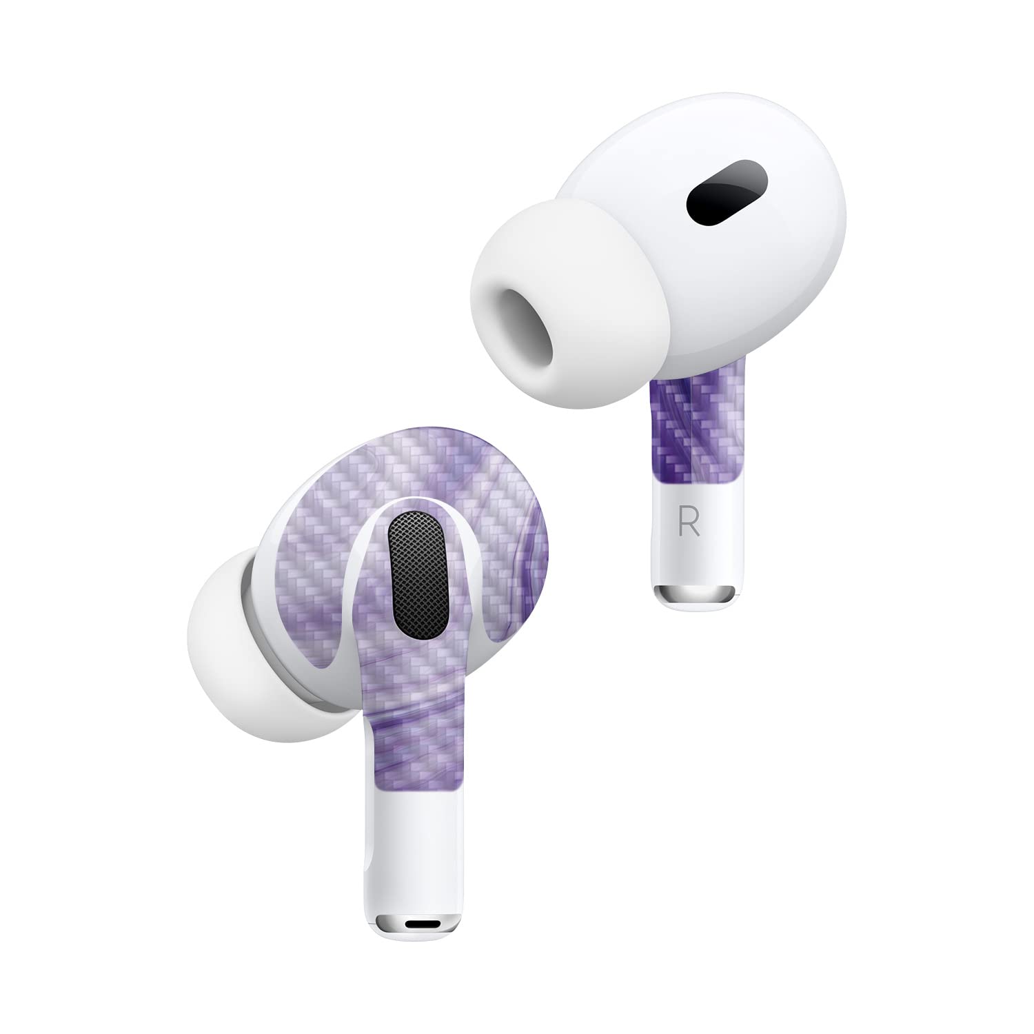 MightySkins Carbon Fiber (2 Pack) Skins Compatible with Apple AirPods Pro 2 - Lavendar Acrylic | Protective, Durable Textured Carbon Fiber Finish | Easy to Apply and Change Styles | Made in The USA