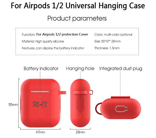 VRW Custom Airpod Case with Keychain,Silicone case for AIrpod, Custom Name Airpod case Airpods Charging Cover Skin,For Airpod 1and 2(Not For The Pro Version)