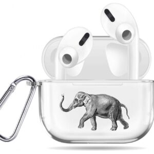 Elephant Case For AirPods 2 Pro with Keychain Protective Clear Sketch Case With Carabiner For AirPods 3 AP11