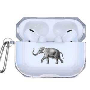 Elephant Case For AirPods 2 Pro with Keychain Protective Clear Sketch Case With Carabiner For AirPods 3 AP11