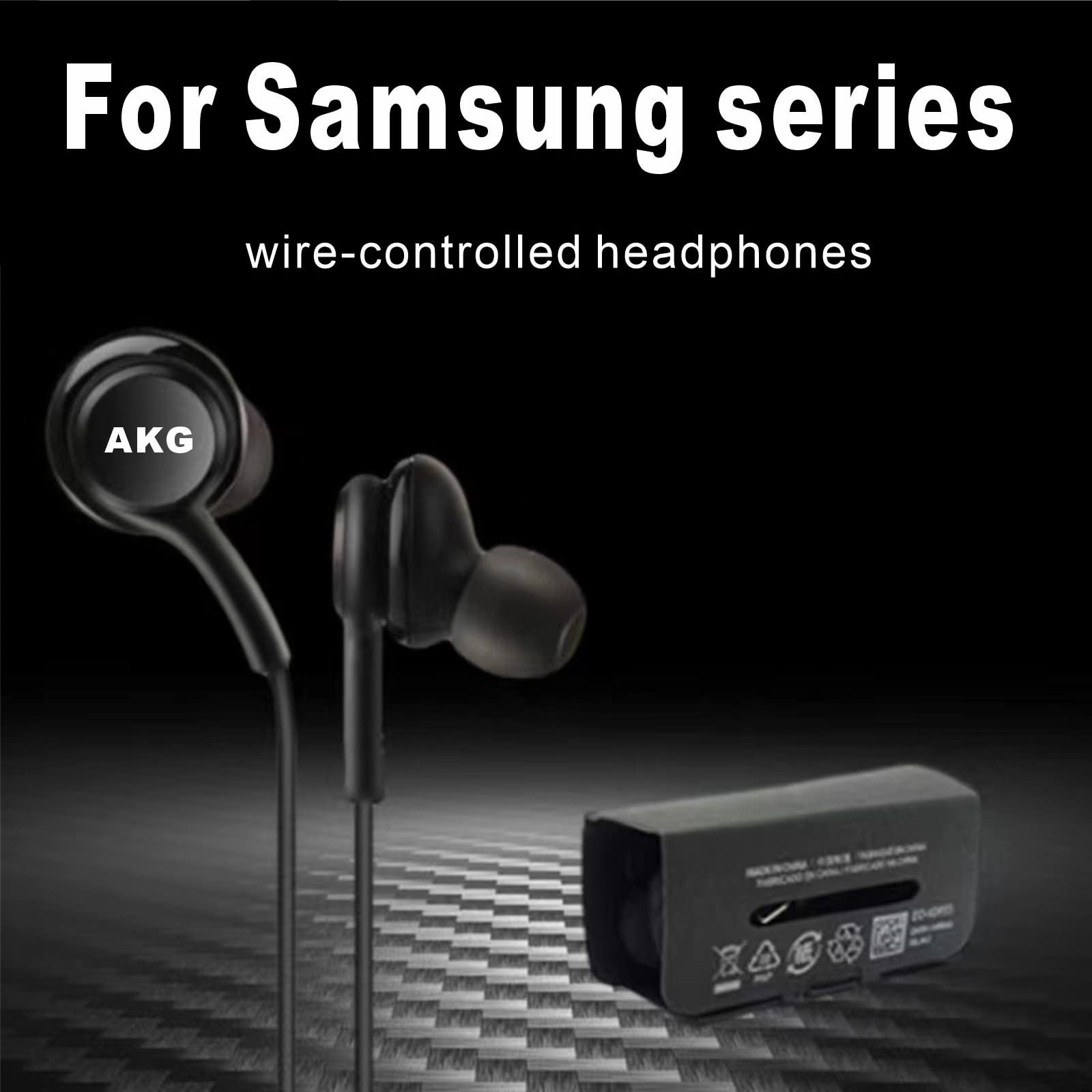 2023New Earbuds Stereo Headphones for Samsung Galaxy S8 S10 S10e Plus A31 A71 Cable - Designed by AKG - with Microphone and Volume Buttons (Black)