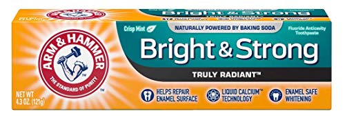 ARM & HAMMER Bright & Strong Truly Radiant Toothpaste, Crisp Mint 4.3 oz (Pack of 6)