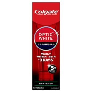 colgate optic white pro series whitening toothpaste with 5% hydrogen peroxide, vividly fresh, 3 oz tube