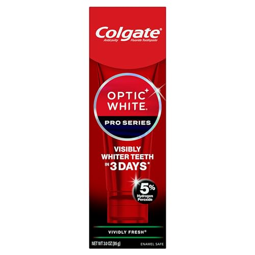 Colgate Optic White Pro Series Whitening Toothpaste with 5% Hydrogen Peroxide, Vividly Fresh, 3 Oz Tube