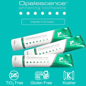 Opalescence Teeth Whitening Toothpaste (Pack of 2) - Cool Mint Original Formula - Oral Care, Gluten-Free - 4.7 Ounce Made by Ultradent.- TP-5166-2