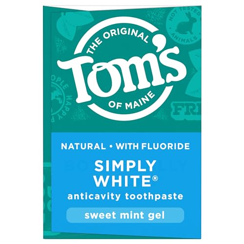 Tom's of Maine Natural Simply White Fluoride Toothpaste, Sweet Mint, 4.7 oz. 3-Pack (Packaging May Vary)