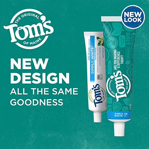 Tom's of Maine Natural Simply White Fluoride Toothpaste, Sweet Mint, 4.7 oz. 3-Pack (Packaging May Vary)