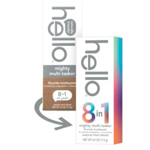 hello Mighty Multitasker Fluoride Toothpaste, 8-in-1 Toothpaste with Minty Flavor, Anticavity, Antigingivitis, Antisensitivity, Strengthens Enamel and Whitens, 2 Pack, 4.0 Oz Tubes