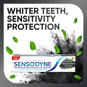 Sensodyne Natural White Whitening Toothpaste, Charcoal Toothpaste for Whitening Teeth, Mint - 4 oz (Pack of 3)