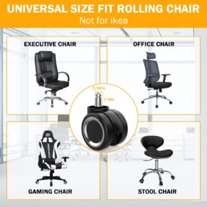 Office Chair Wheel Safe for All Floor,No Mats Needed,Heavy-Duty Chair Wheels 1000lbs, Noise Free & Smooth Gliding,Universal Fit Office Chair Casters Set of 5(Sliver)