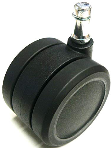 Oajen 2-9/16" 65mm twin soft wheel caster, furniture wheel, 7/16" x 7/8" 11mm x 22mm grip ring, won't damage hardwood floor, pack of 5, fits Herman Miller Aeron, Setu, Mirra, and Embody chairs