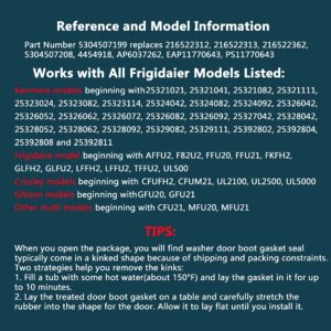 White Freezer Door Seal Gasket 5304507199 Replacement Part AP6037262 Compatible with Frigidaire Refrigerator, Replaces 5304507208, 216522312, 216522362, 216522313, 4454918, PS11770643, 65.8” by 31.5”