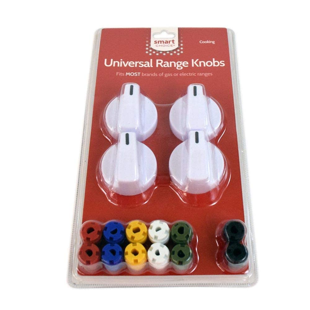 Smart Choice Universal Range Replacement Knob Kit with Fit Adapters, Fits Most Gas or Electric Ranges, White