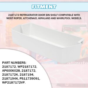 Kojem 2187172 WP2187172 AP6006028 Replacement Refrigerator Door Bin Shelf Compatible with Most Roper, Kitchenaid, Kirkland Whirlpool Refrigerator Door Bin Replace for 2187172 2187172K White - 1 PC