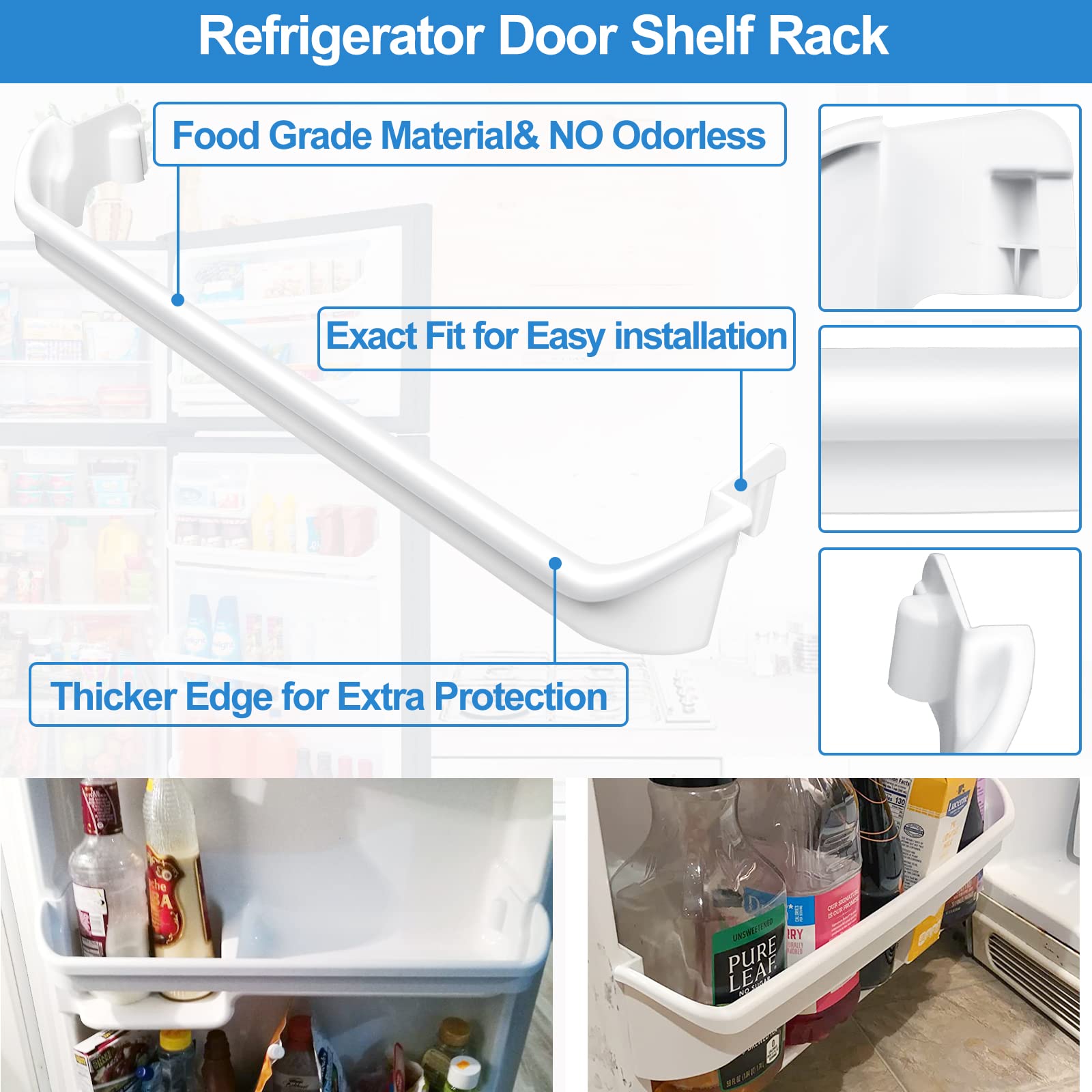 UPGRADED 240535101 Refrigerator Door Rack Replacement Retainer Bar Compatible with Frigidaire Kenmore Refrigerator Door Shelf Replacement Parts AP3214801, AH735091, FRT15HB3JW3, FFTR1513LW0 Door Rack