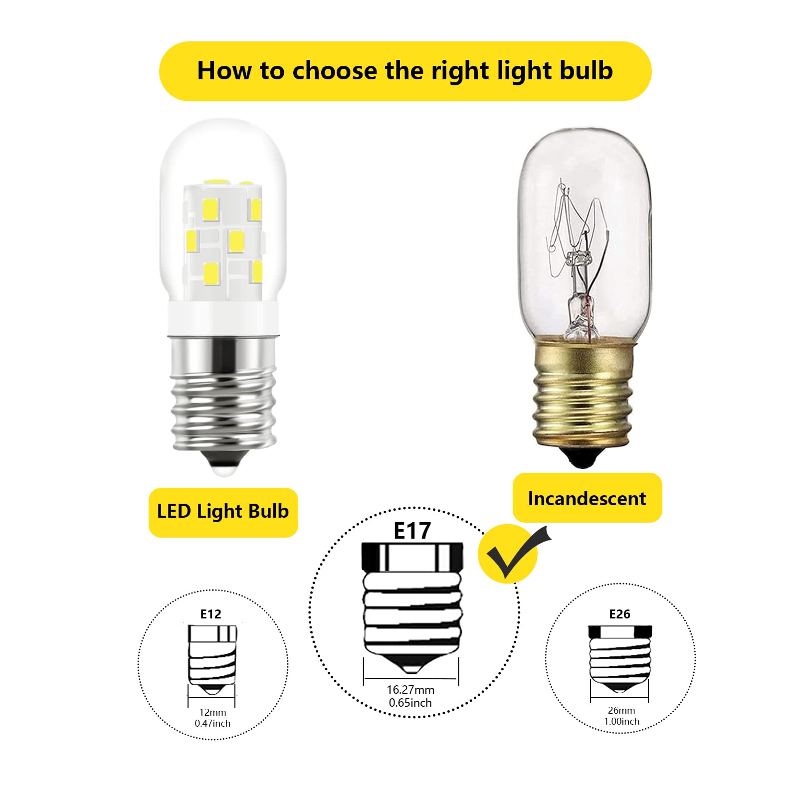 PANDEELS LED 8206232A Microwave Light Bulb (2 Pack) E17 LED Bulbs Replacement 8206232A Whrilpool Microwave 40w Light Bulb - 360LM Daylight White 6000K for Refrigerator Stove Range Hood