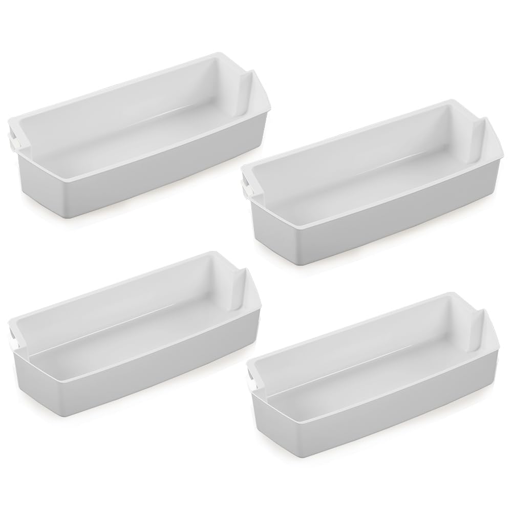 PIT66 4Pcs White Refrigerator Shelf Bin Compatible with Roper, Kitchenaid, Kirkland, Kenmore and Whirlpool 1156713, 2187172, 2187172K, 2187194, 2187194K, AP3853103, PS328468, PS986890