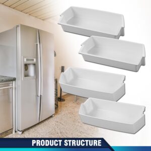 PIT66 4Pcs White Refrigerator Shelf Bin Compatible with Roper, Kitchenaid, Kirkland, Kenmore and Whirlpool 1156713, 2187172, 2187172K, 2187194, 2187194K, AP3853103, PS328468, PS986890