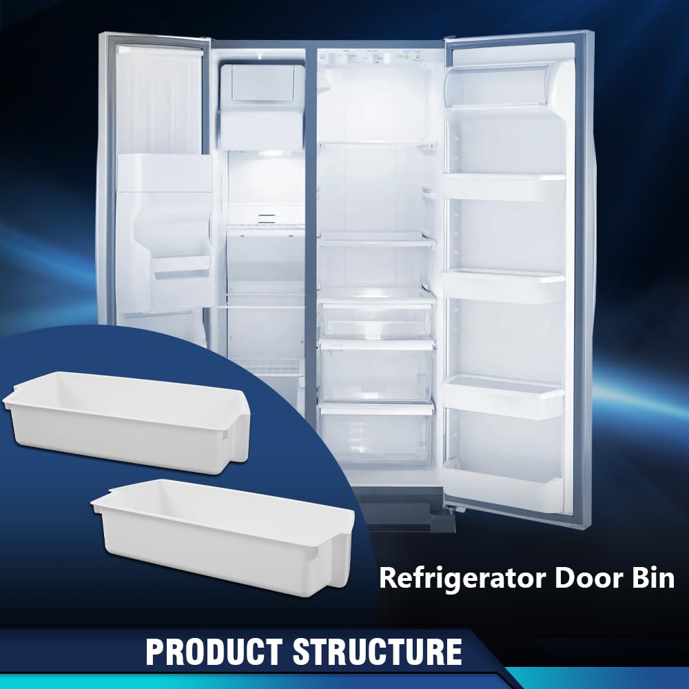 PIT66 4Pcs White Refrigerator Shelf Bin Compatible with Roper, Kitchenaid, Kirkland, Kenmore and Whirlpool 1156713, 2187172, 2187172K, 2187194, 2187194K, AP3853103, PS328468, PS986890