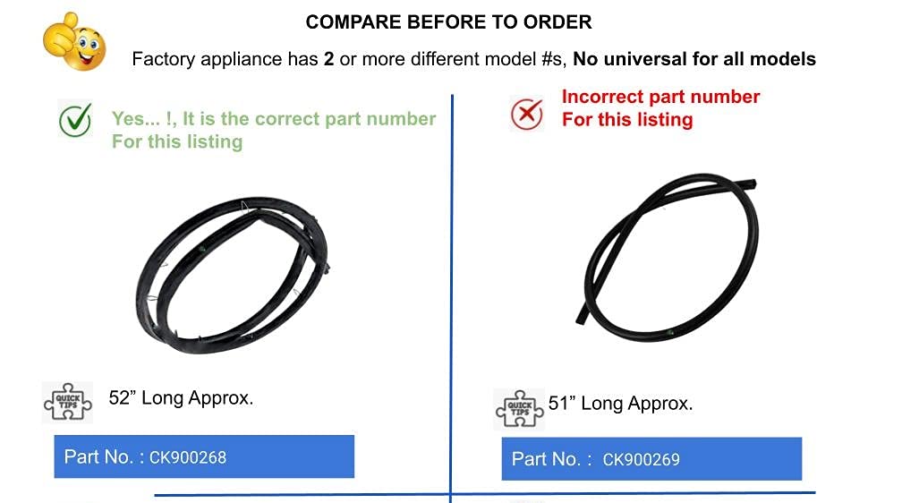 GLOB PRO SOLUTIONS 316239700 CK900268 Electric Range Oven Door Seal 52" long Approx. Replacement for and compatible with Frigidaire Kenmore White-Westinghouse Crosley Heavy DUTY (316239700)